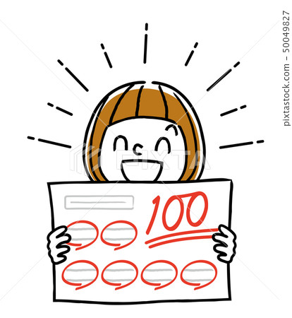 Girl who takes 100 points in the test - Stock Illustration [50049827 ...