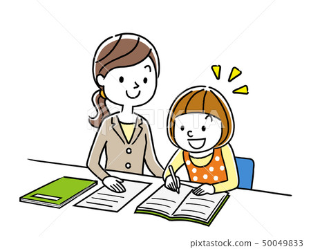 Instructor teaching a girl study 50049833