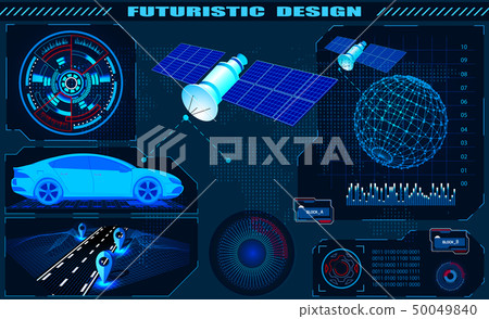 Futuristic graphic interface, satellite car GPS navigation, hud design, globe hologram. illustration Futuristic graphic interface, satellite car GPS navigation, hud design, globe hologram. illustration 50049840