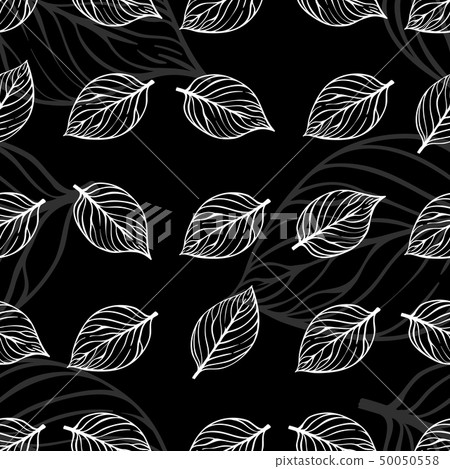 Abstract doodle leaves seamless pattern design - Stock Illustration ...