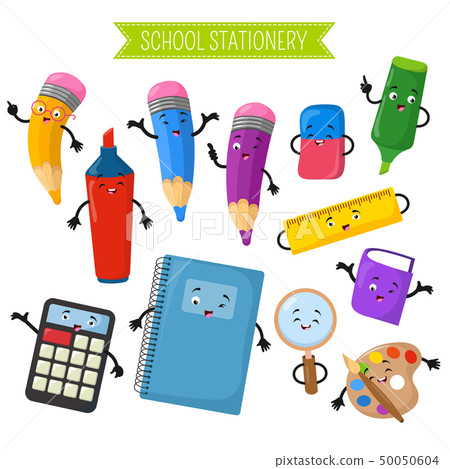 Cartoon 3d vector characters of school writing stationery Cartoon 3d vector characters of school writing stationery 50050604