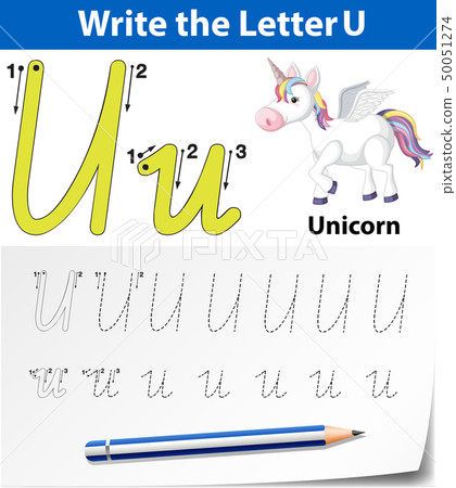 letter u tracing alphabet worksheets stock illustration 50051274 pixta