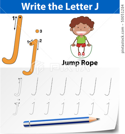 letter j tracing alphabet worksheets stock illustration 50051284 pixta
