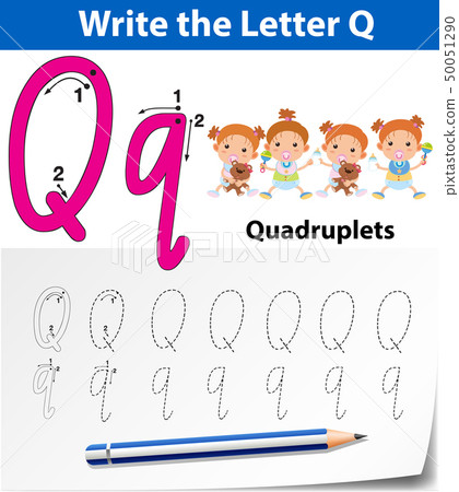 letter q tracing alphabet worksheets stock illustration 50051290 pixta