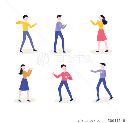 Vector flat angry women, men ready to fight Vector flat angry women, men ready to fight 50051546