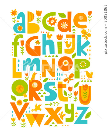 Vector ABC with decorative elements. Vector cartoon alphabet.  50051863