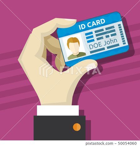 Male hand holding id card with photo vector illustration 50054060