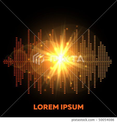 Music beat vector background - shining colorful equalizer with flash of lights 50054086