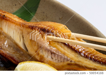 Grilled hokke Japanese food snack on a white background Grilled hokke Japanese food snack on a white background 50054188