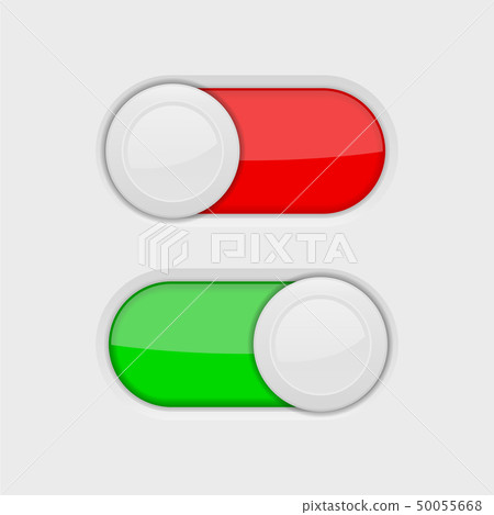 Toggle switch buttons. On and Off red and green switch 50055668