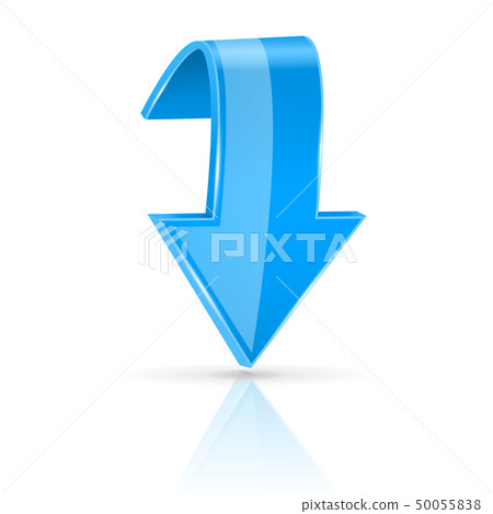 Blue down 3d button Blue down 3d button 50055838