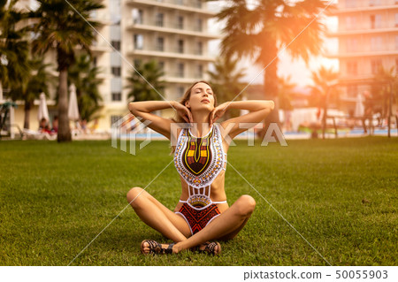 Young beautiful girl wearing fashion swimsuit 50055903