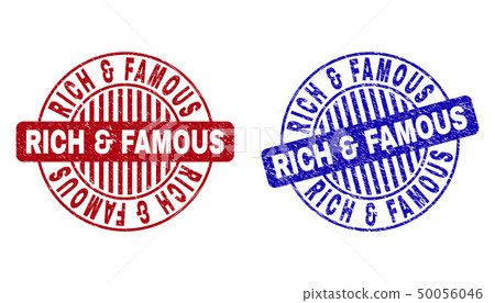 Grunge RICH  and  FAMOUS Scratched Round Watermarks 50056046