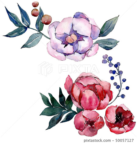 Bouquet floral botanical flowers. Watercolor background illustration set. Isolated bouquets 50057127