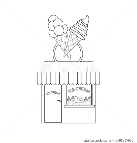 Ice cream shop illustration outline 50057405