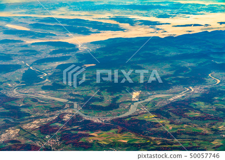 Aerial view of the Rhine and the Aare rivers in Germany and Switzerland Aerial view of the Rhine and the Aare rivers in Germany and Switzerland 50057746