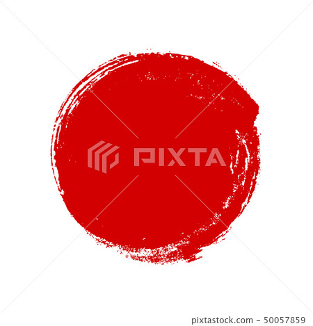 Hand drawn red ink grunge circle on white background 50057859