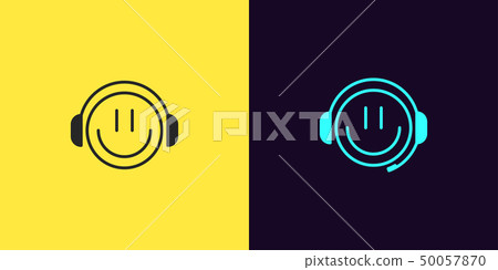 Icon set of emoji Gamer with Smile and Headphones Icon set of emoji Gamer with Smile and Headphones 50057870