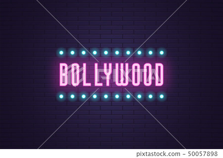 Neon composition of headline Bollywood. Neon Text Neon composition of headline Bollywood. Neon Text 50057898