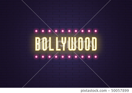 Neon composition of headline Bollywood. Neon Text Neon composition of headline Bollywood. Neon Text 50057899