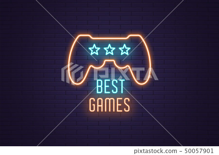 Neon composition of headline Best Games. Gaming Neon composition of headline Best Games. Gaming 50057901