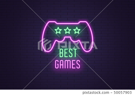 Neon composition of headline Best Games. Gaming Neon composition of headline Best Games. Gaming 50057903