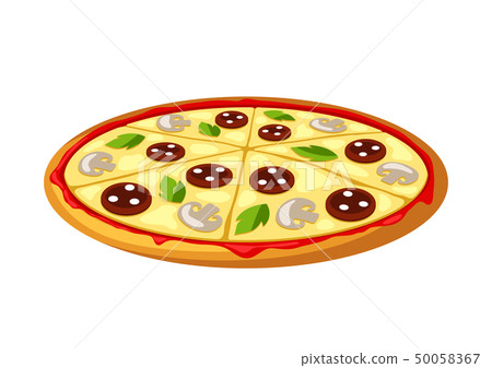 Illustration of stylized pizza. 50058367