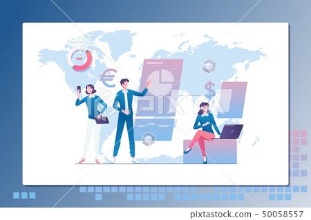 Leadership. Business lading team.People work in a team and interact with graphs. 50058557