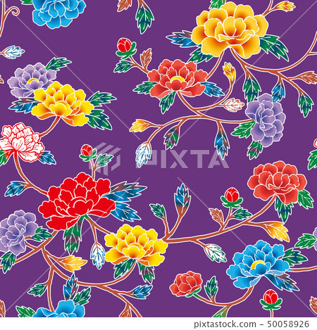圖案深紅色牡丹紫色 圖案深紅色牡丹紫色 50058926