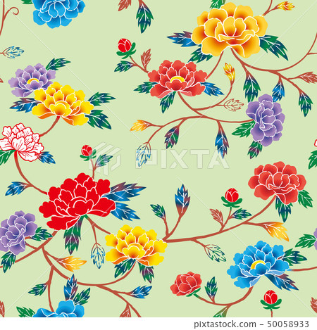 Pattern crimson peony green 50058933