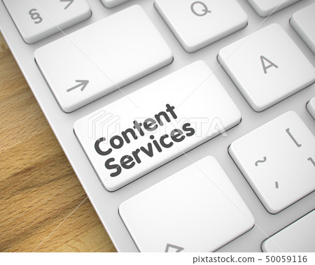 Content Services on the White Keyboard Button. 3D.-插圖素材 [50059116 ...