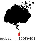 Birds black cloud and lightning drawing by red 50059404