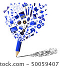 Blue pencil breaking with education and business 50059407