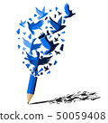 Blue pencil with birds freedom concept 50059408
