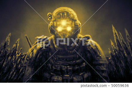 Special Forces officer in night vision device 50059636