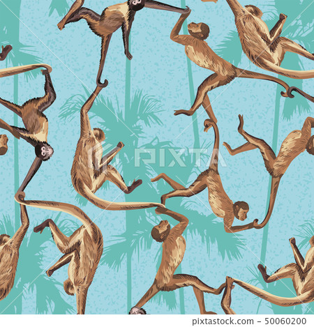 Monkey jungle seamless pattern 50060200