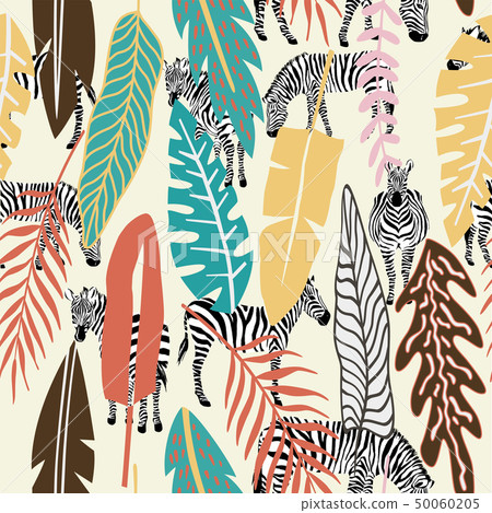 Abstract color tropical leaves zebra background 50060205