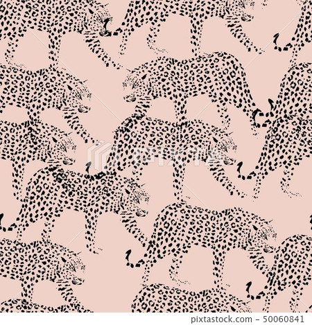 black silhouette leopard pattern seamless pink 50060841