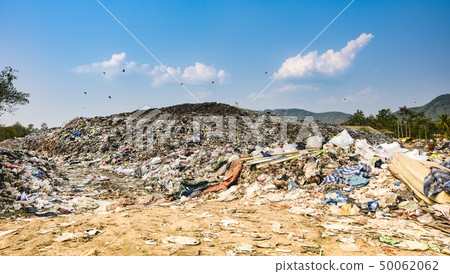 Mountain large garbage pile and pollution 50062062