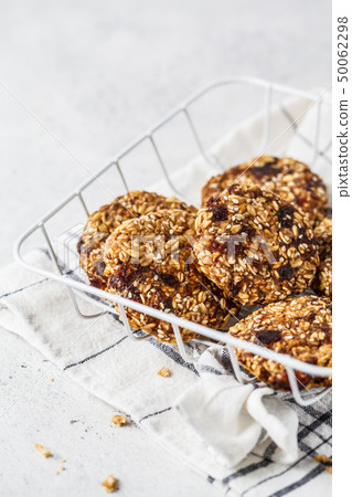 Vegan oatmeal cookies with sesame.  50062298