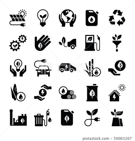 Green energy icon set in flat style. Green energy icon set in flat style. 50063267
