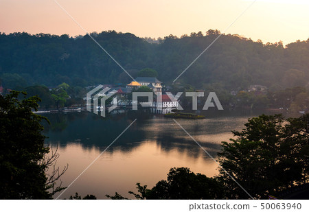 Kandy lake and temple view in Sri Lanka 50063940
