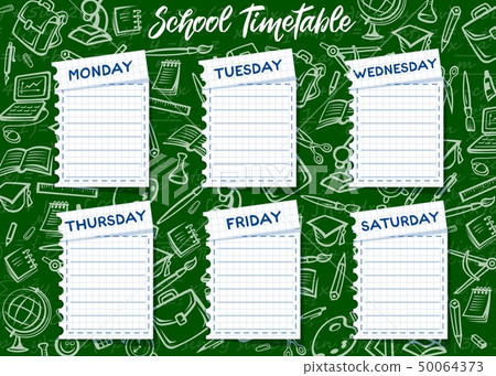 School Timetable On Chalkboard Background Stock Illustration