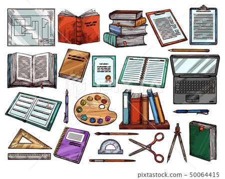 Study school books, science items, sketch Study school books, science items, sketch 50064415