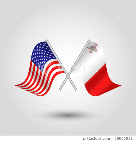 vector two crossed american and maltese flags 50065031