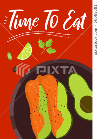 Soup on bright background in flat design style. Soup on bright background in flat design style. 50065381