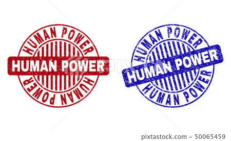 Grunge HUMAN POWER Scratched Round Watermarks 50065459