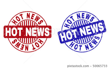 Grunge HOT NEWS Scratched Round Stamps 50065733