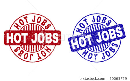 Grunge HOT JOBS Scratched Round Stamp Seals - Stock Illustration ...