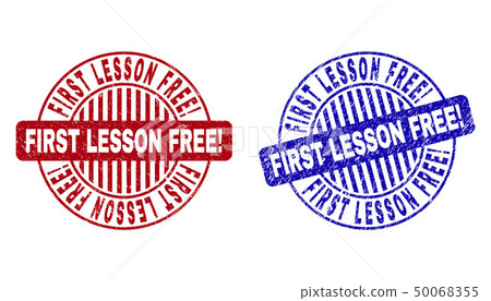 Grunge FIRST LESSON FREE Exclamation Textured Round Stamp Seals 50068355